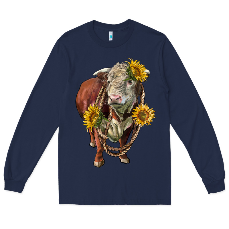 Hereford Bull Rope And Sunflowers Long Sleeve Tee by LillyAllenDesigns | Teevron