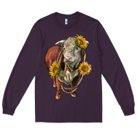 Plum hereford bull rope and sunflowers Long Sleeve Tee - LillyAllenDesigns