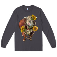 Smoke hereford bull rope and sunflowers Long Sleeve Tee - LillyAllenDesigns