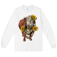 White hereford bull rope and sunflowers Long Sleeve Tee - LillyAllenDesigns