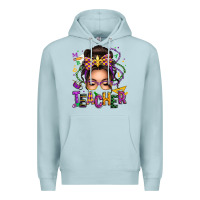 Blue Mist mardi gras teacher caucasian messy bun Premium Hoodie - texasbilliewilder