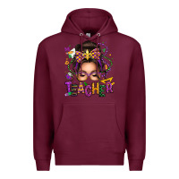 Burgundy mardi gras teacher caucasian messy bun Premium Hoodie - texasbilliewilder