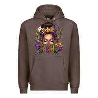 Coffee mardi gras teacher caucasian messy bun Premium Hoodie - texasbilliewilder