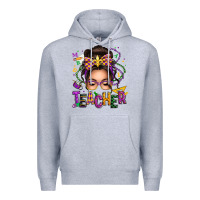 Heather Grey mardi gras teacher caucasian messy bun Premium Hoodie - texasbilliewilder