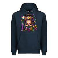 Navy mardi gras teacher caucasian messy bun Premium Hoodie - texasbilliewilder