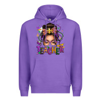 Purple mardi gras teacher caucasian messy bun Premium Hoodie - texasbilliewilder