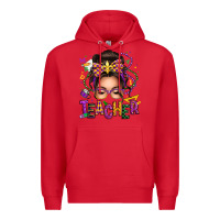 Red mardi gras teacher caucasian messy bun Premium Hoodie - texasbilliewilder