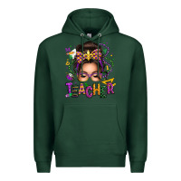 Sports Green mardi gras teacher caucasian messy bun Premium Hoodie - texasbilliewilder
