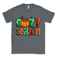 Charcoal Heather cozy season with fall colors palette and pumpkin Classic Tee - AdoDesignShop