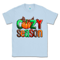 Dusty Blue cozy season with fall colors palette and pumpkin Classic Tee - AdoDesignShop
