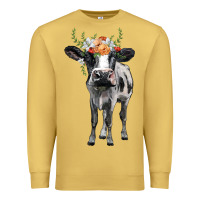Antique Gold holstein cow floral wreath Premium Sweatshirt - BarkalooDesign