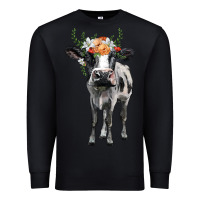 Black holstein cow floral wreath Premium Sweatshirt - BarkalooDesign