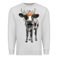Dove Grey holstein cow floral wreath Premium Sweatshirt - BarkalooDesign