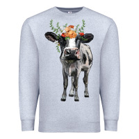 Heather Grey holstein cow floral wreath Premium Sweatshirt - BarkalooDesign
