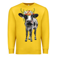 Lemon holstein cow floral wreath Premium Sweatshirt - BarkalooDesign