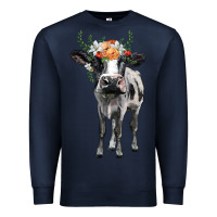 Navy holstein cow floral wreath Premium Sweatshirt - BarkalooDesign