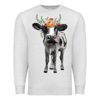Oatmeal Heather holstein cow floral wreath Premium Sweatshirt - BarkalooDesign