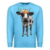 Ocean Blue holstein cow floral wreath Premium Sweatshirt - BarkalooDesign