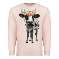 Pale Pink holstein cow floral wreath Premium Sweatshirt - BarkalooDesign