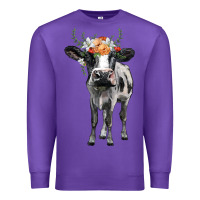 Purple holstein cow floral wreath Premium Sweatshirt - BarkalooDesign