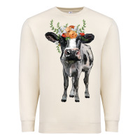 Sandshell holstein cow floral wreath Premium Sweatshirt - BarkalooDesign