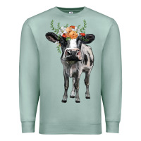 Seafoam holstein cow floral wreath Premium Sweatshirt - BarkalooDesign