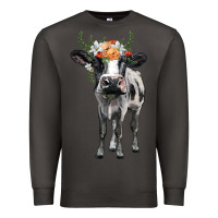 Smoke holstein cow floral wreath Premium Sweatshirt - BarkalooDesign