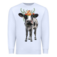 White holstein cow floral wreath Premium Sweatshirt - BarkalooDesign