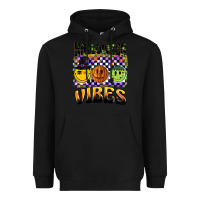 Black halloween vibes smiley face Heavyweight Hoodie - BarkalooDesign