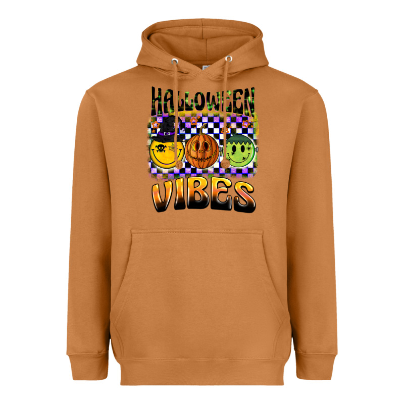 Halloween Vibes Smiley Face Heavyweight Hoodie by BarkalooDesign | Teevron