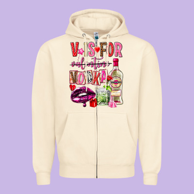 V Is For Vodka Zipper Hoodie Designed By Nancycooperartshop