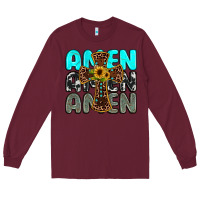 Burgundy amen Long Sleeve Tee - JahusDesignShop