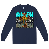 Navy amen Long Sleeve Tee - JahusDesignShop