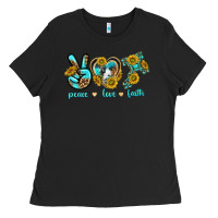 Black peace love faith Ladies Tee - texasbilliewilder