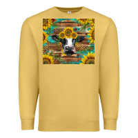 Antique Gold holstein cow with sunflowers Premium Sweatshirt - BarkalooDesign