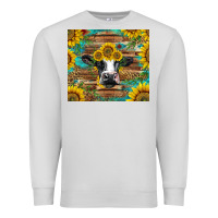 Dove Grey holstein cow with sunflowers Premium Sweatshirt - BarkalooDesign
