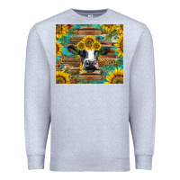 Heather Grey holstein cow with sunflowers Premium Sweatshirt - BarkalooDesign