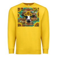 Lemon holstein cow with sunflowers Premium Sweatshirt - BarkalooDesign