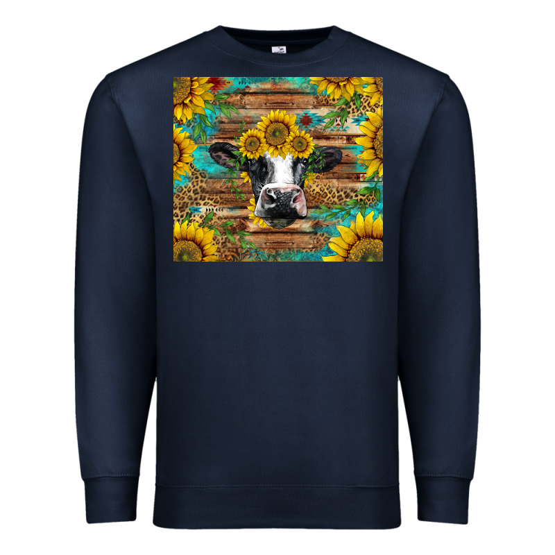 Holstein Cow With Sunflowers Premium Sweatshirt by BarkalooDesign | Teevron