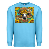 Ocean Blue holstein cow with sunflowers Premium Sweatshirt - BarkalooDesign