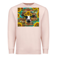 Pale Pink holstein cow with sunflowers Premium Sweatshirt - BarkalooDesign