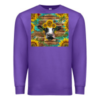 Purple holstein cow with sunflowers Premium Sweatshirt - BarkalooDesign