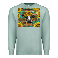 Seafoam holstein cow with sunflowers Premium Sweatshirt - BarkalooDesign
