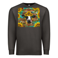 Smoke holstein cow with sunflowers Premium Sweatshirt - BarkalooDesign