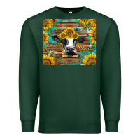Sports Green holstein cow with sunflowers Premium Sweatshirt - BarkalooDesign