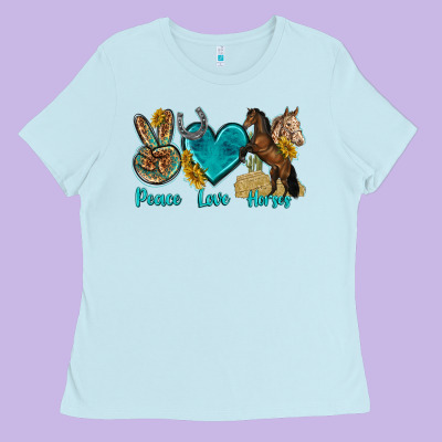 Ladies Tee peace love horses tbw