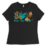 Black peace love horses tbw Ladies Tee - texasbilliewilder