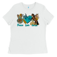 White peace love horses tbw Ladies Tee - texasbilliewilder