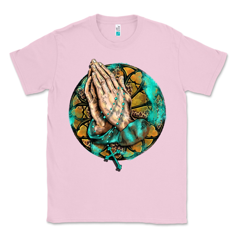 Western Praying Hands Prayer Rosary  Faith Cross Classic Tee by BarkalooDesign | Teevron