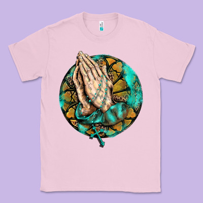 Western Praying Hands Prayer Rosary  Faith Cross Classic Tee Designed By Barkaloodesign